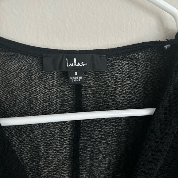 Lulus Black Mesh Puff Sleeve Bodysuit Top - Picture 6 of 8